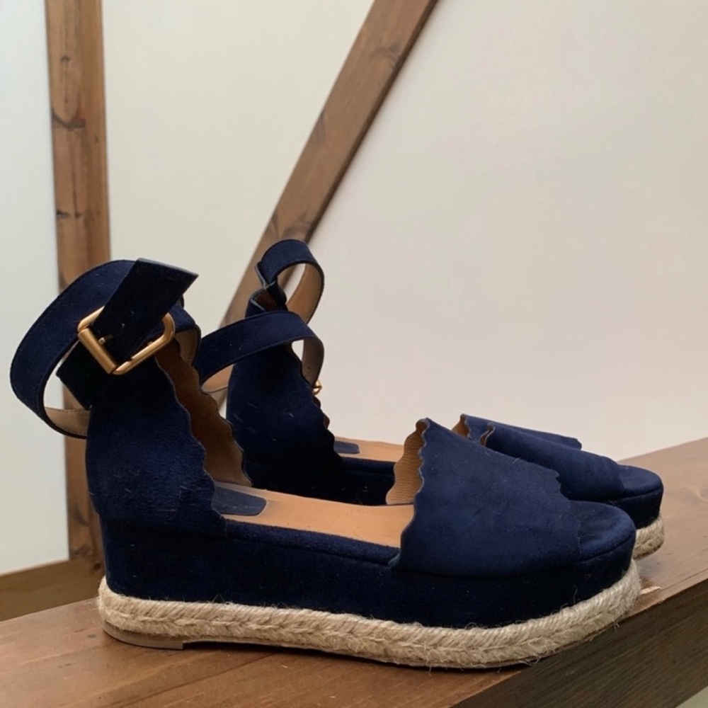 Chloe Blue Lagoon Wedge Sandals Iconic Shoes Espadrillas Sandals 35